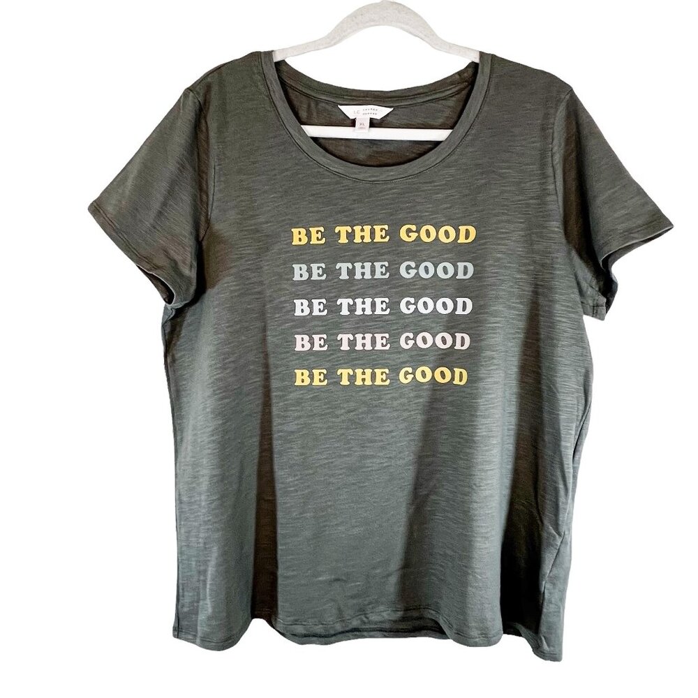 Lauren Conrad Tshirt XL Womens Grey 100% Organic Cotton Be The‎ Good Crewneck